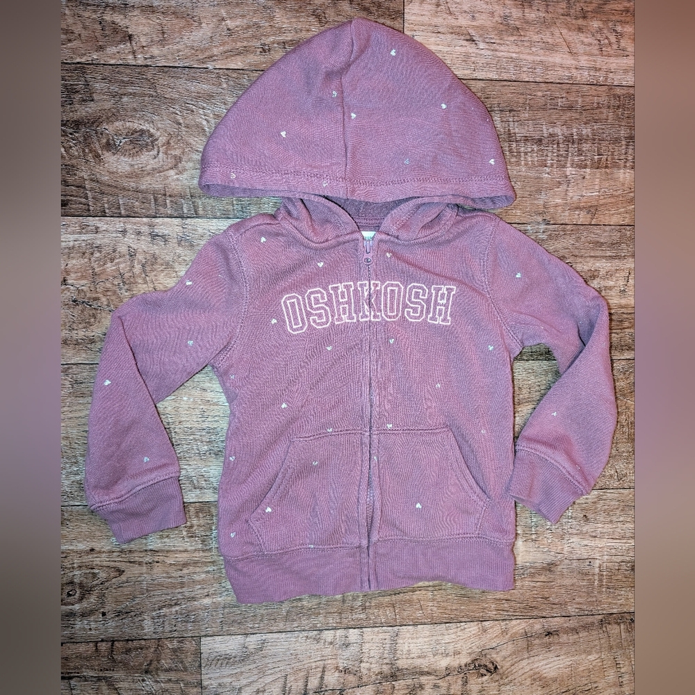 Oshkosh purple heart print zip hoodie size 2T EUC